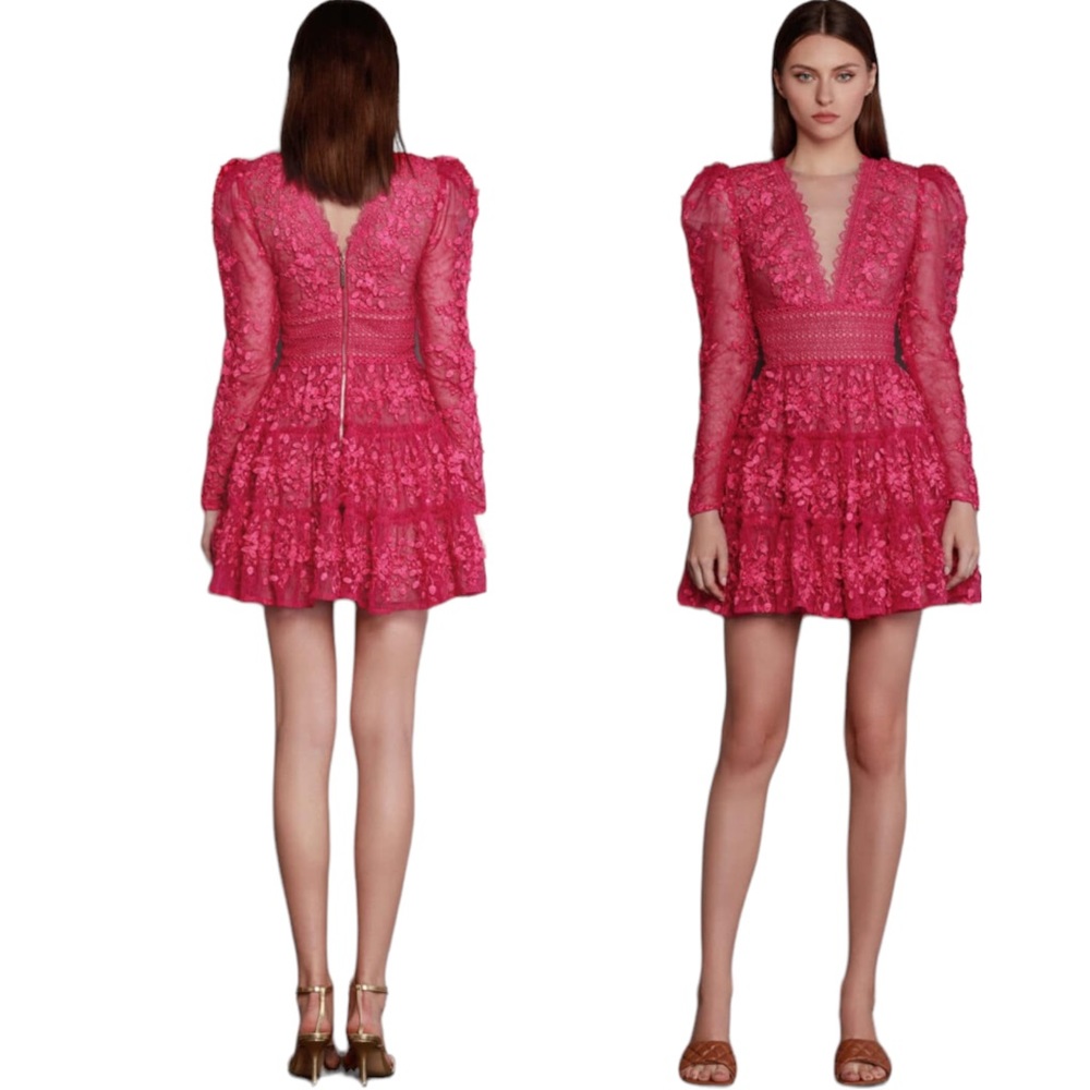 Bronx and Banco Fuschia Lace Party Dress Megan M Cocktail Dress NWT